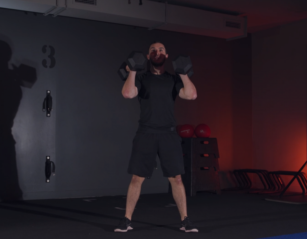 Vidéo Training Dumbbell squat, poussée, planche